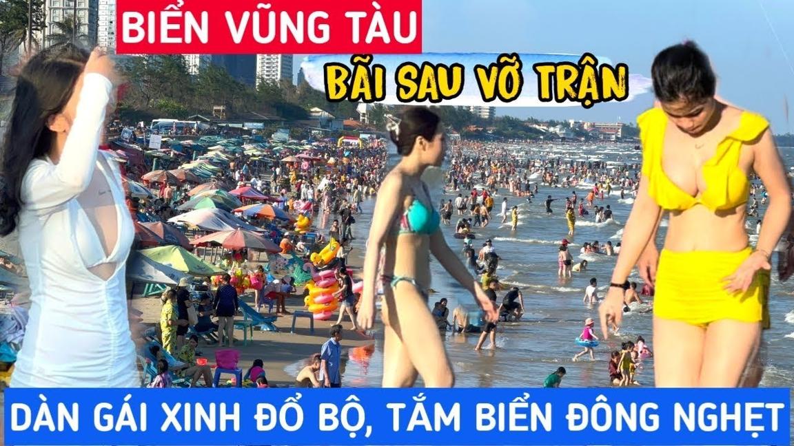 Bãi biển Sơn Trà, Gái xinh đẹp Việt Nam mặc Bikini đi tắm biển lộ hàng